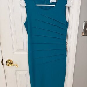 Calvin Klein Teal Sleeveless Midi Dress